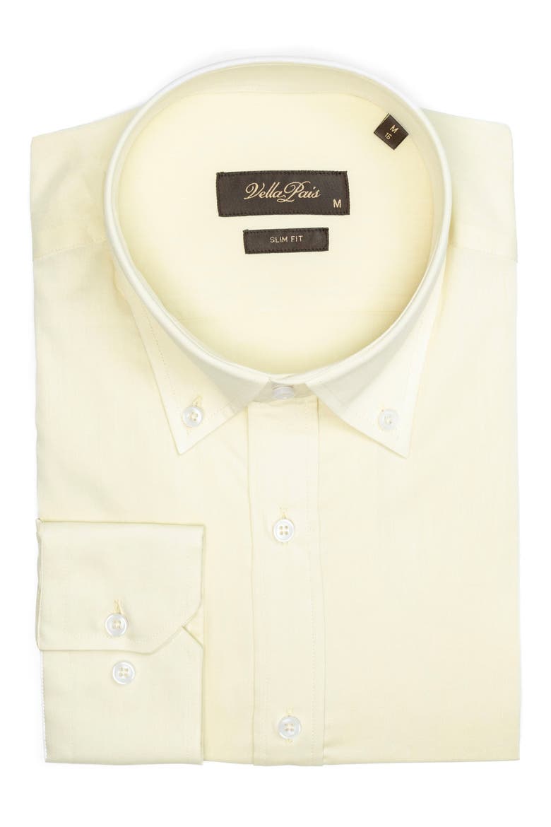 Crystal Slim Fit Cotton Dress Shirt, Alternate, color, YELLOW