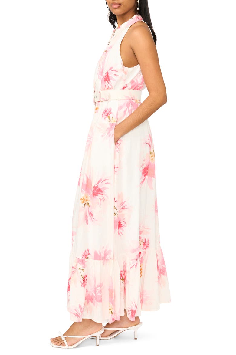 Print Belted Sleeveless Maxi Dress, Alternate, color, TEABERRY