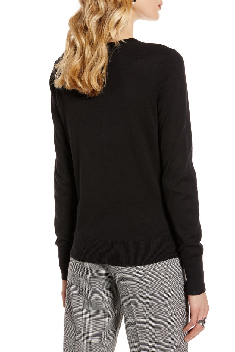 Faux Wrap Sweater, Alternate, color, BLACK