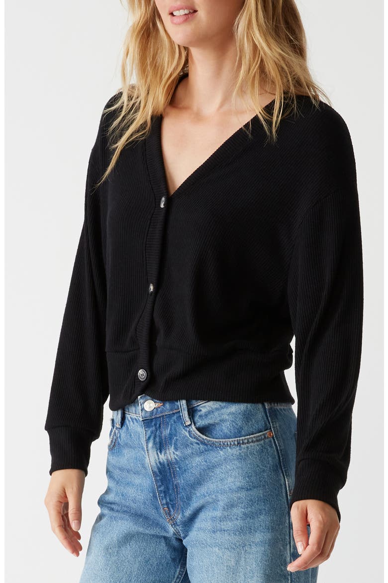 Ilsa Rib Knit Cardigan, Alternate, color, BLACK