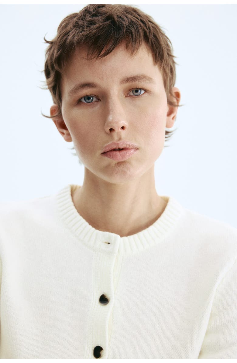 H&M Short-sleeved Cardigan, Alternate, color, White