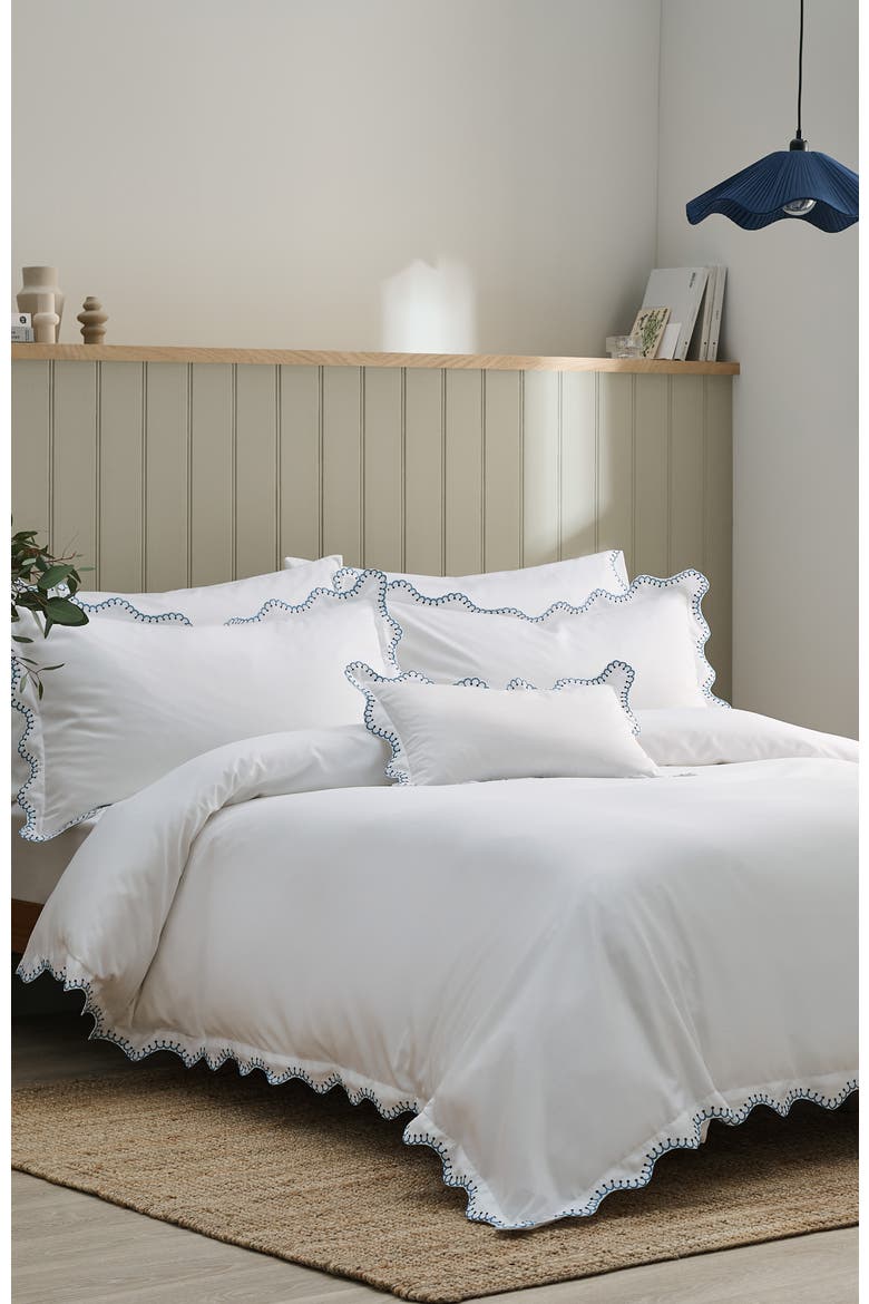 Lucerne Scallop Luxury Cotton Sateen Embroidered Duvet Cover Sets, Alternate, color, Indigo