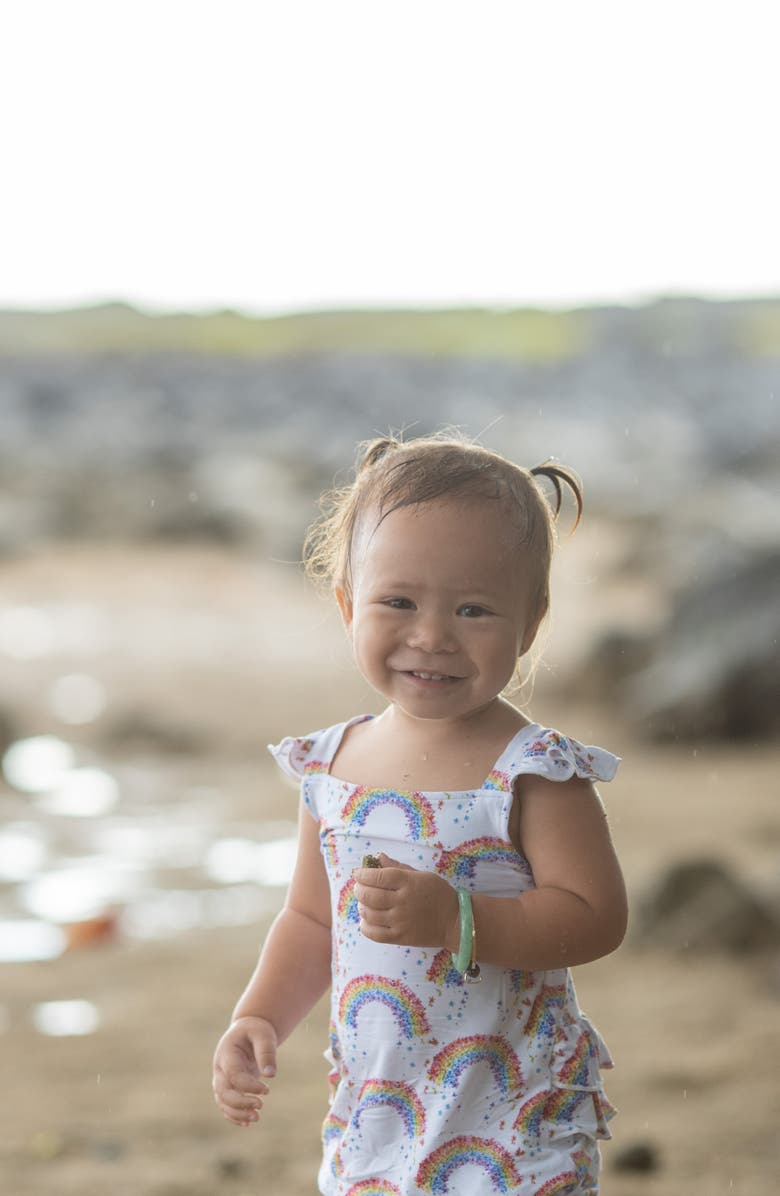 Coco Moon Flower Shower Print Tiered Ruffle Bodysuit, Alternate, color, 