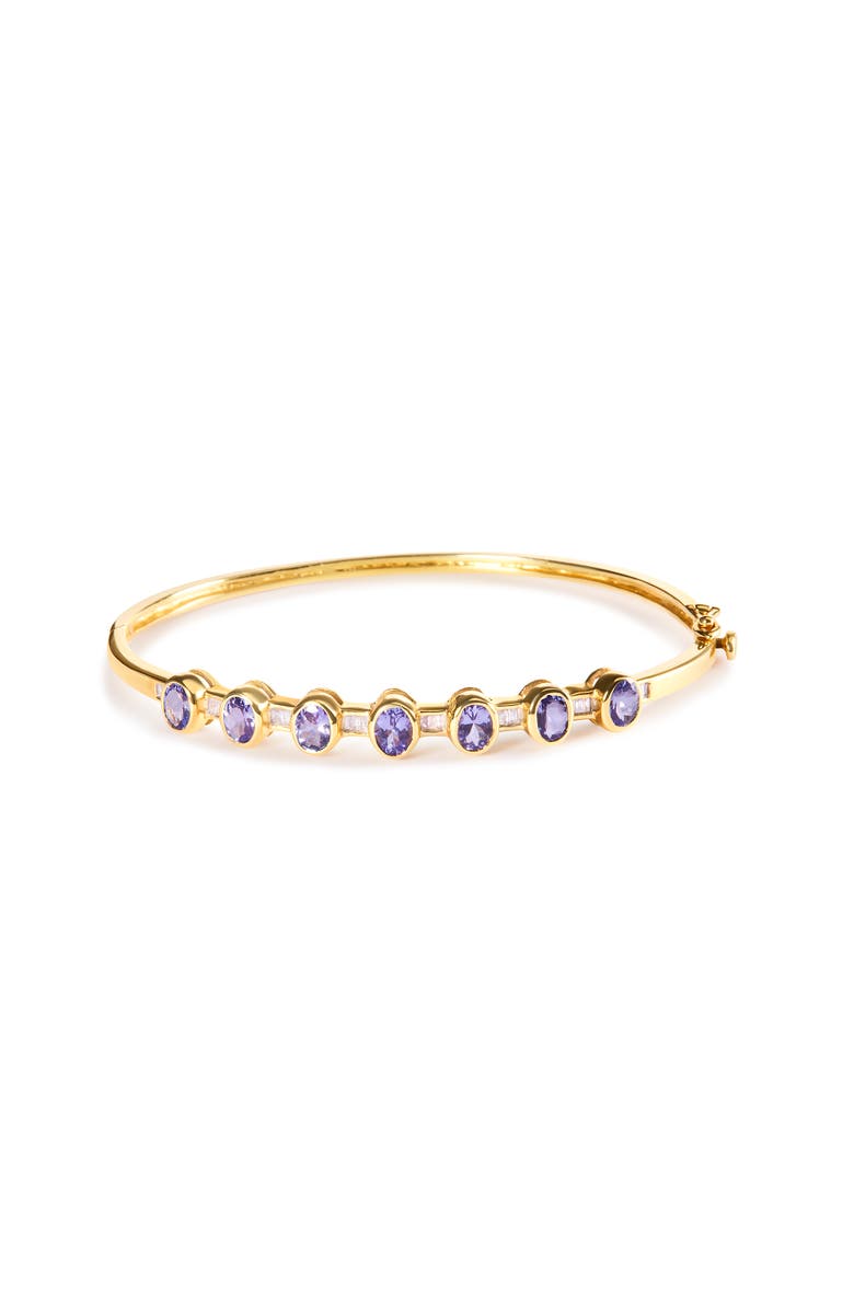 Haus of Brilliance 14K Yellow Gold Alternating Tanzanite and 1/5 Cttw Diamond Bangle Bracelet, Main, color, Yellow