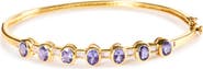 Haus of Brilliance 14K Yellow Gold Alternating Tanzanite and 1/5 Cttw Diamond Bangle Bracelet