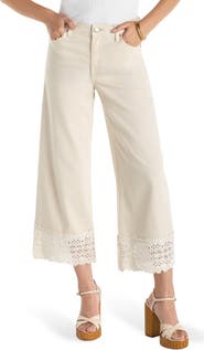 Liverpool Los Angeles Stride Lace Hem High Waist Ankle Wide Leg Jeans