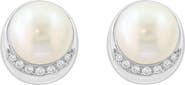 EFFY 14K White Gold Freshwater Pearl & Diamond Stud Earrings