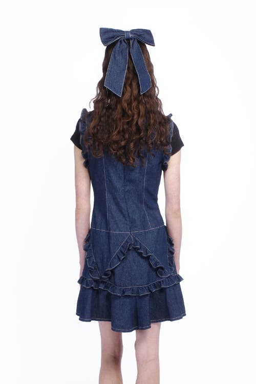Anna Sui Denim Ruffle Dress In Denim