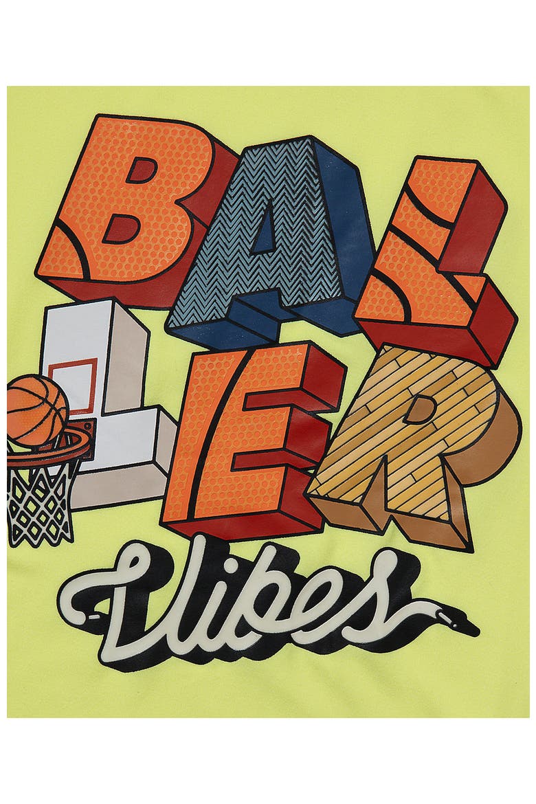 Boys Performance Tee Shirt, Alternate, color, Baller Vibes/Sunny Lime