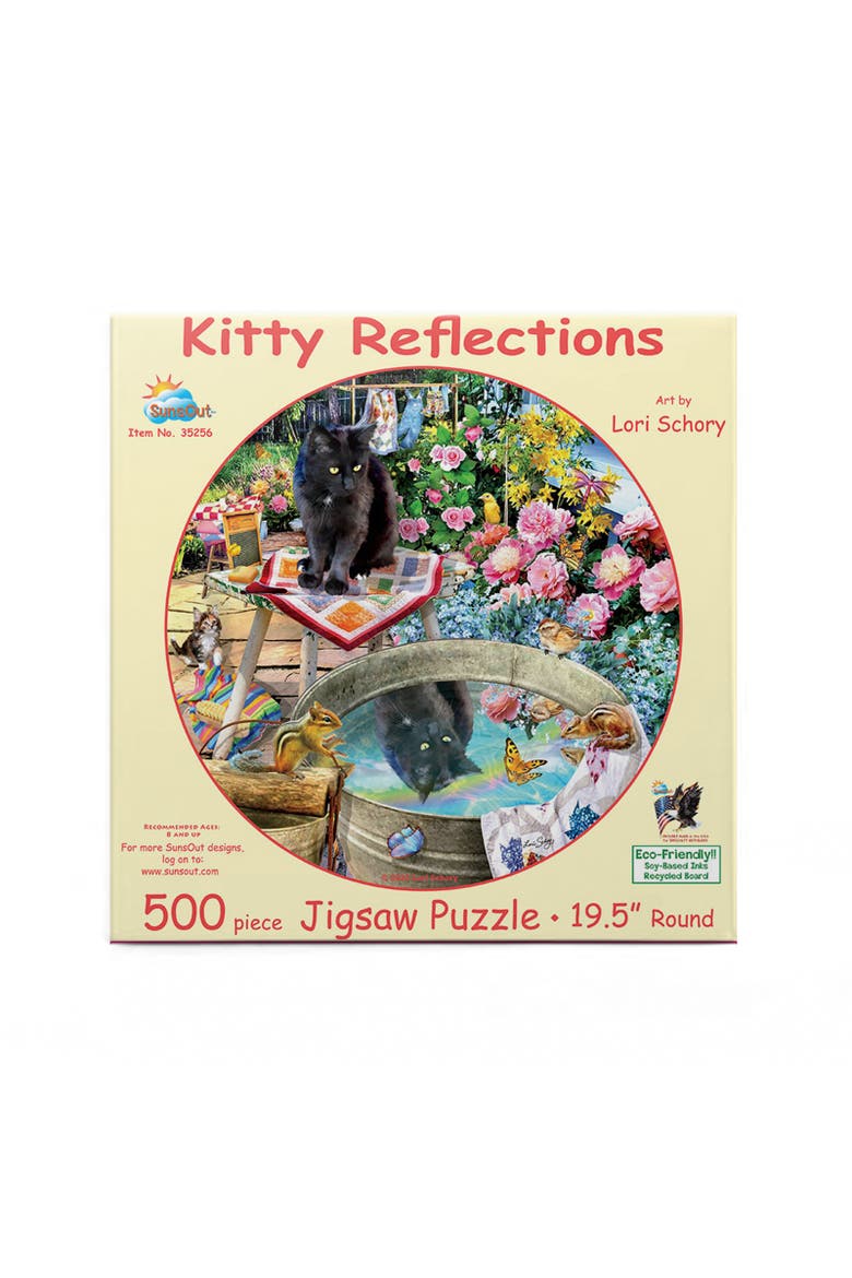 Kitty Reflections 500 piece Jigsaw Puzzle for Adults Round, Alternate, color, Multicolor