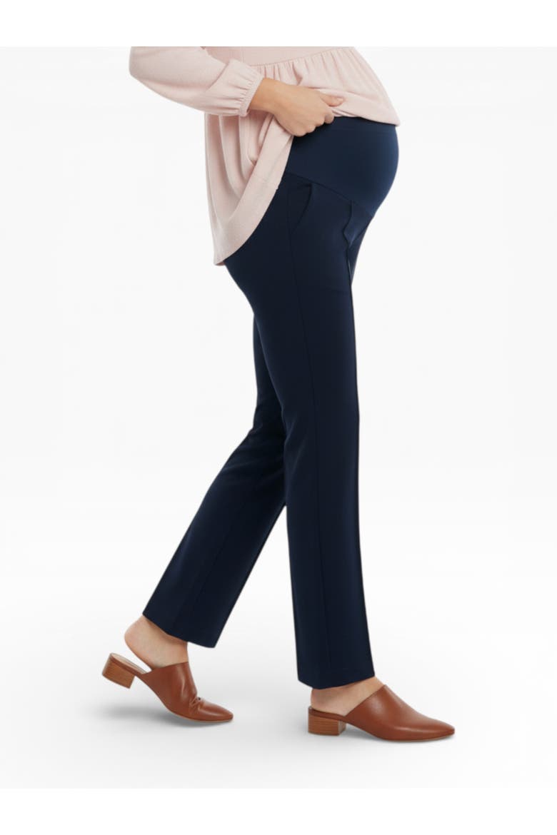 Mia Secret Fit Over the Belly Slim Straight Leg Pant, Alternate, color, Navy