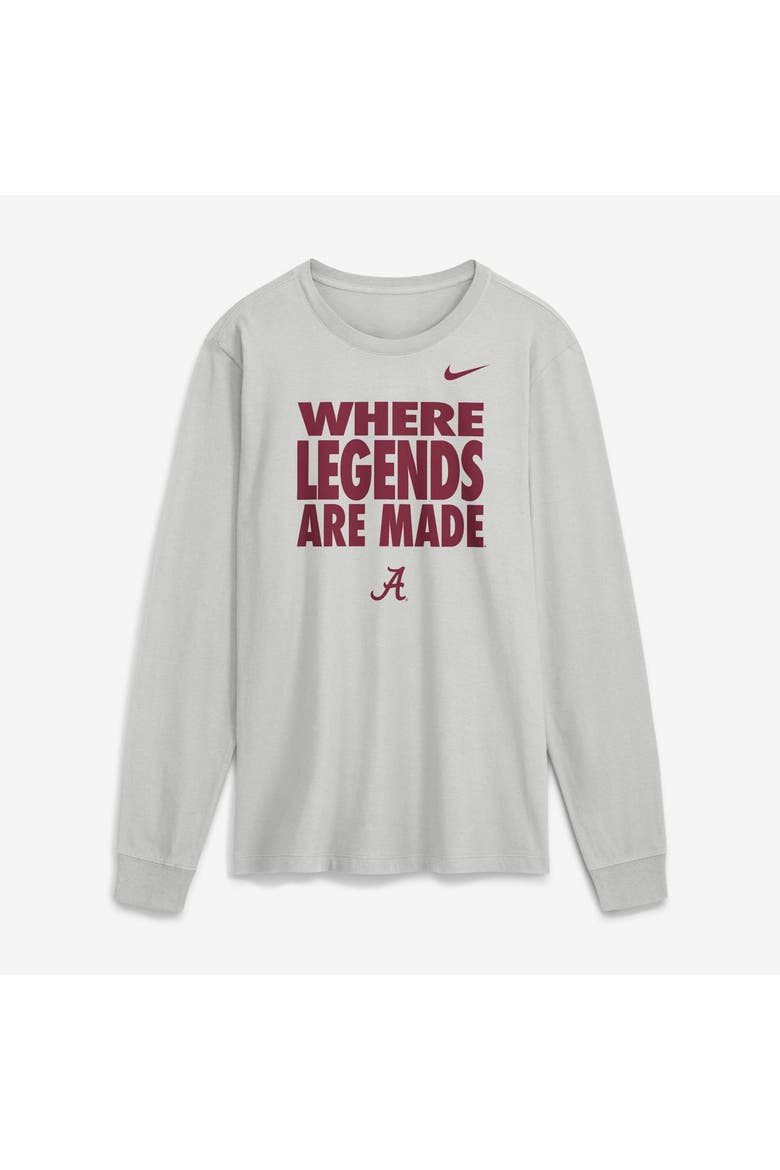 Men's Nike  Gray Alabama Crimson Tide 2026 Sideline Slogan Dri-FIT Long Sleeve T-Shirt, Main, color, Gray