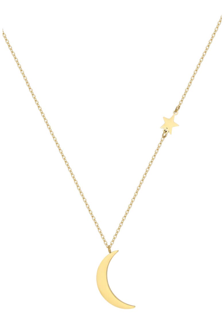 Moon & Star Pendant Necklace, Main, color, GOLD