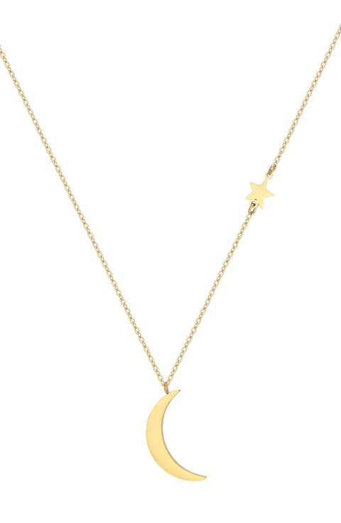 Moon & Star Pendant Necklace