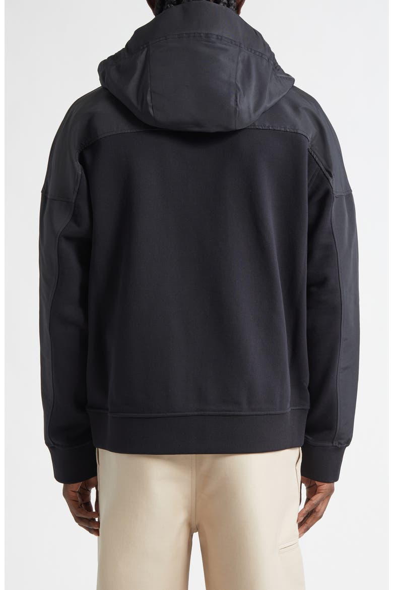 Mixed Media Hooded Windbreaker, Alternate, color, BLACK