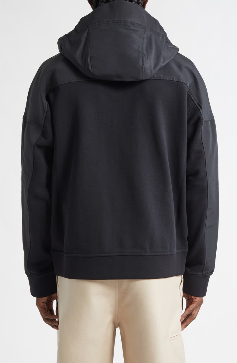 Givenchy Mixed Media Hooded Windbreaker, Alternate, color, Black
