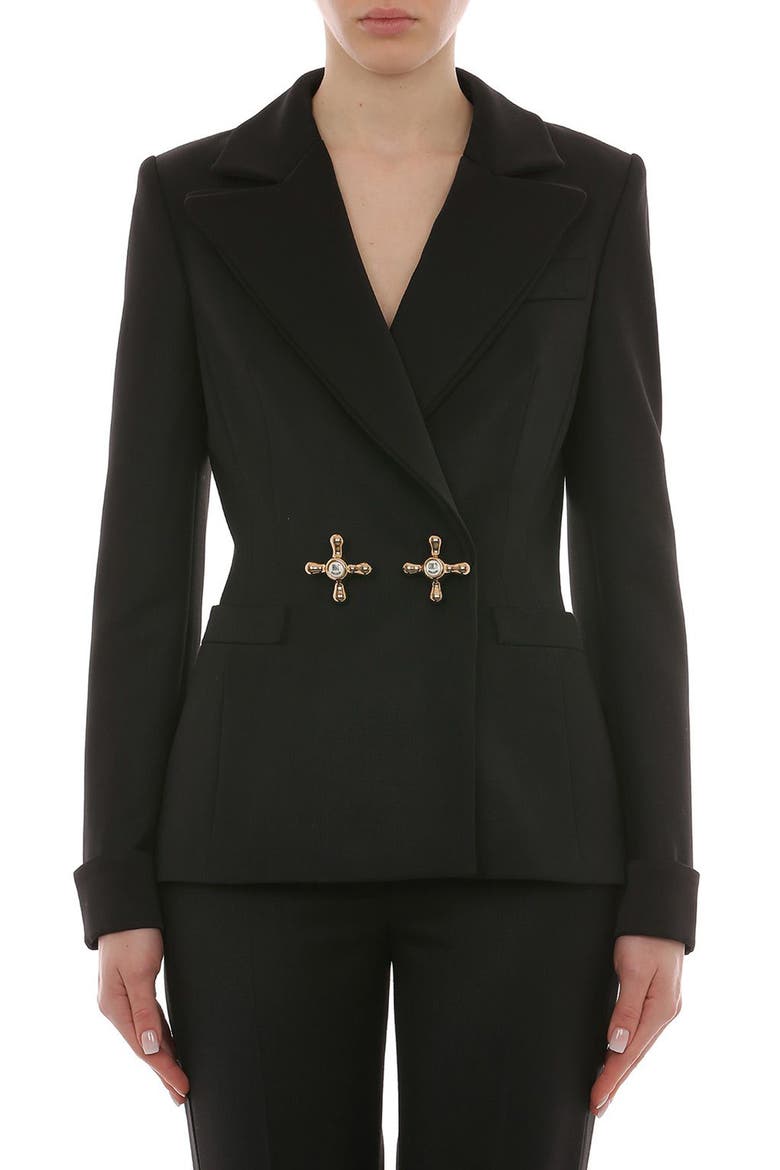 Faucet Wool Twill Blazer, Main, color, FANTASY PRINT BLACK