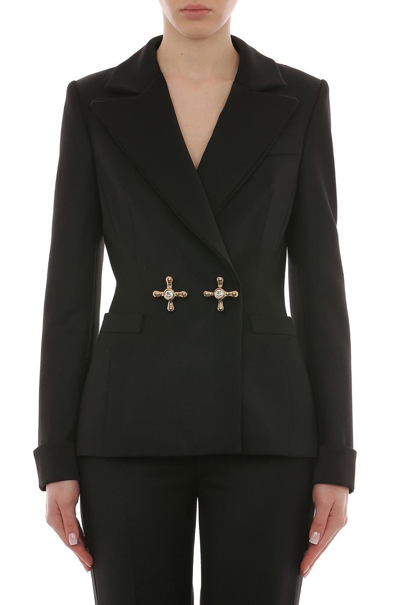Moschino Faucet Wool Twill Blazer, Main, color,