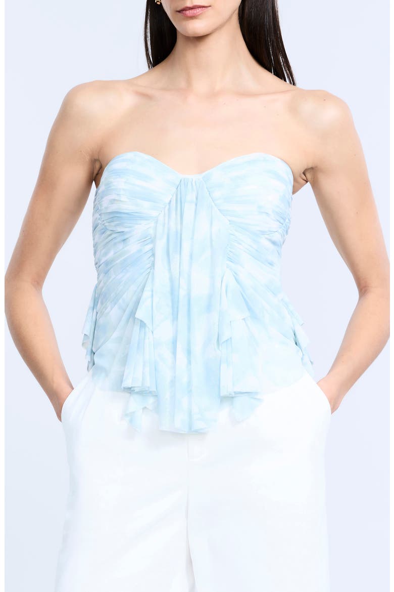 Print Mesh Corset Top, Main, color, SKY FLORAL PRINT