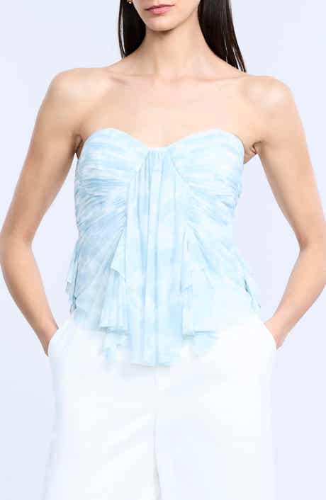 BCBGMAXAZRIA Print Mesh Corset Top