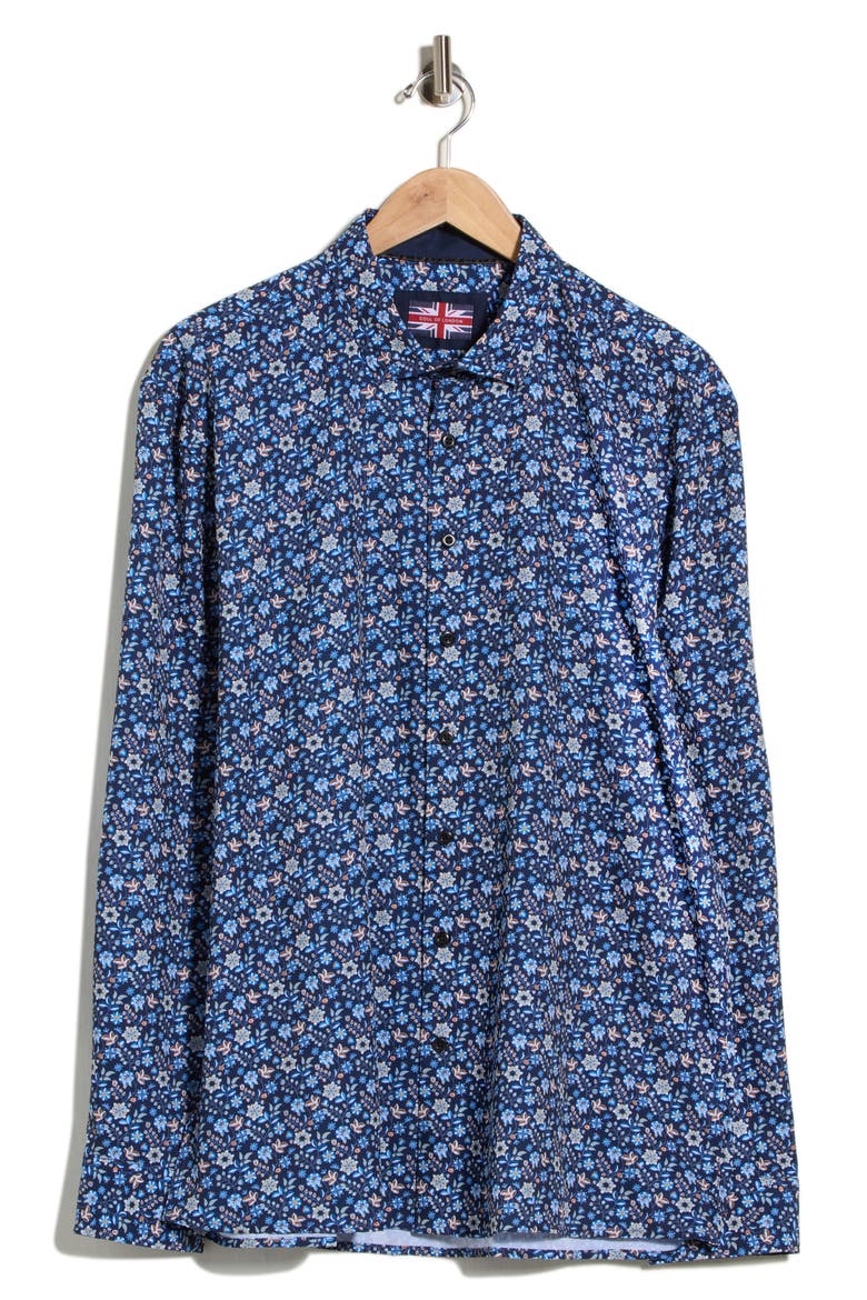 Microfiber Long Sleeve Sport Shirt, Alternate, color, NAVY MARINE