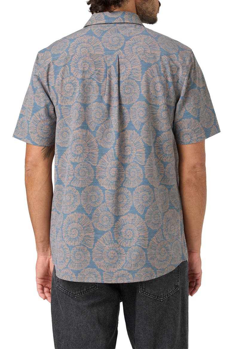 Relaxed Fit Short Sleeve Performance Slub Button-Up Shirt, Alternate, color, DARK KHAKI