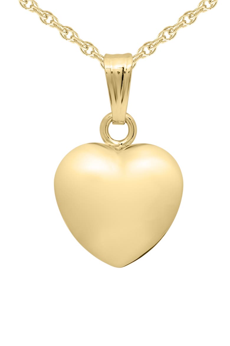 14K Gold Puff Heart Necklace, Main, color, GOLD