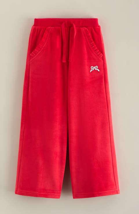 Kids' Ruffle Pocket Velour Pull On Pants