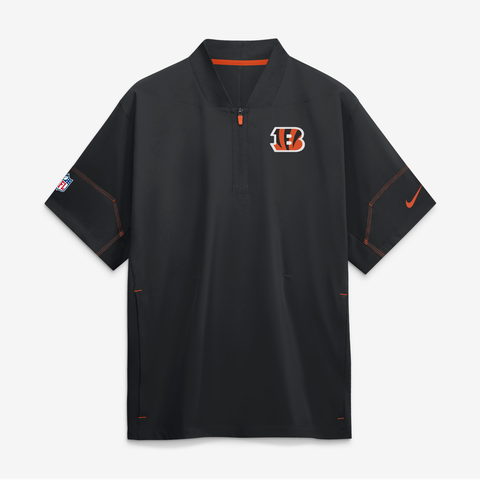 Men's Nike Black Cincinnati Bengals Sideline Short Sleeve Quarter-Zip Coaches Jacket