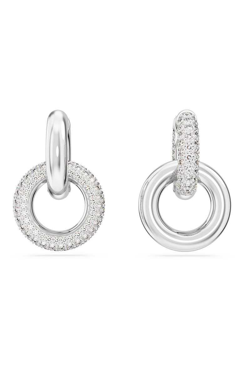 Dextera Pavé Detachable Mismatched Hoop Drop Earrings, Alternate, color, SILVER