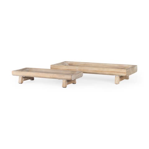 Carver Set of 2 Wood Footed Trays