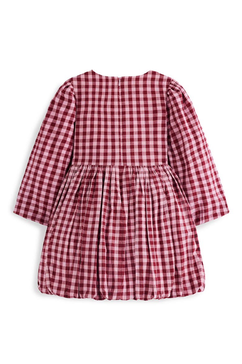 Kids' Check Long Sleeve Bubble Hem Dress, Alternate, color, RED CHECK