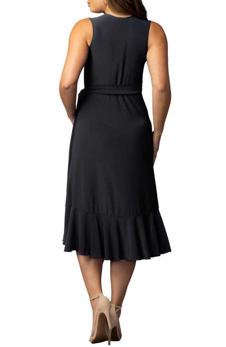 Kiyonna Laguna Sleeveless Wrap Dress, Alternate, color, Black Noir