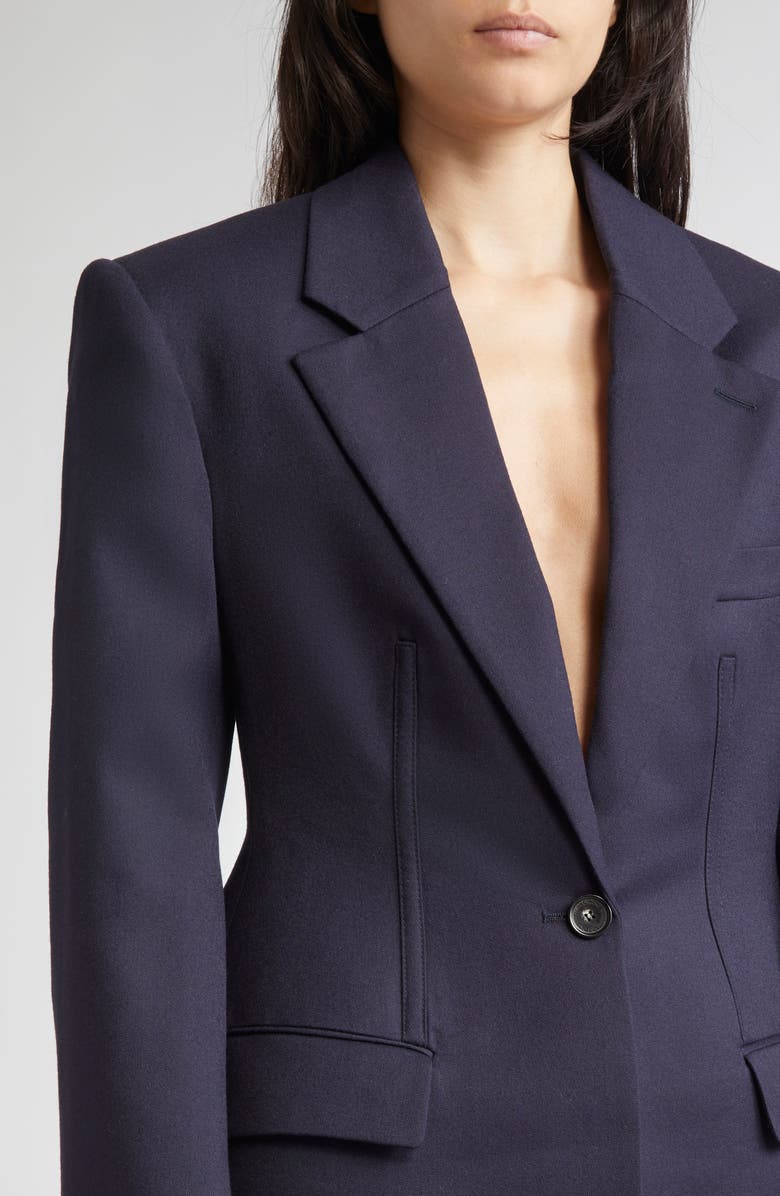 Stella McCartney Molded Wool Gabardine Blazer, Alternate, color, 4000 - Navy