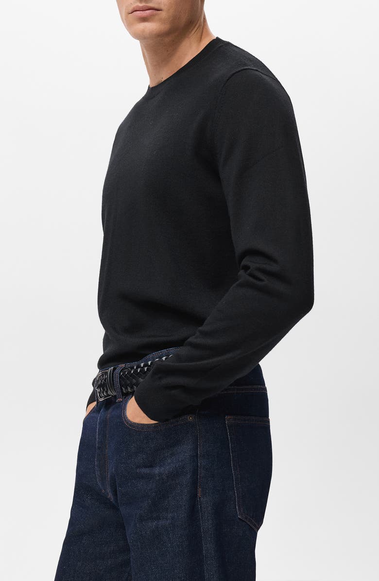 MANGO Crewneck Wool Sweater, Alternate, color, Black