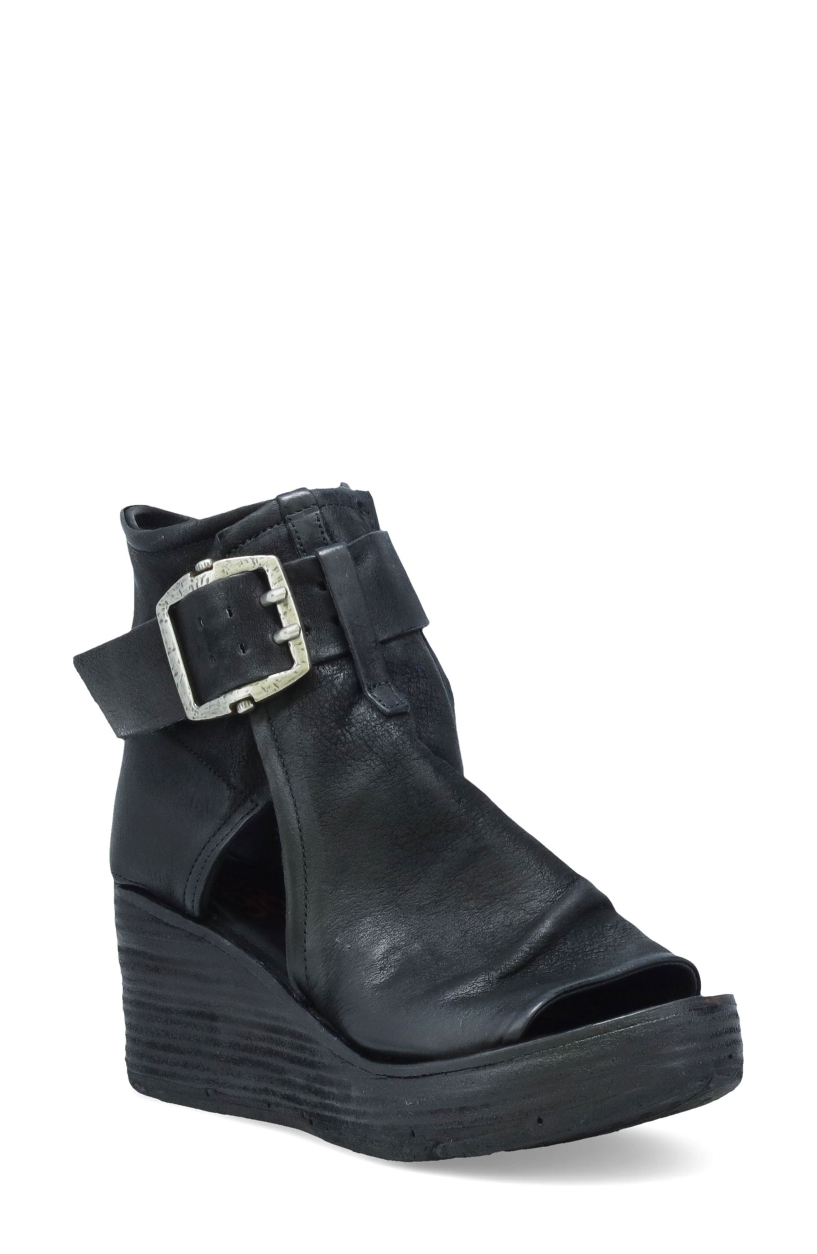 A.S.98 Naya Wedge Sandal, Main, color, Black Black
