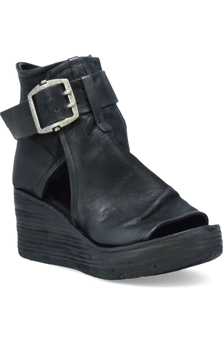 A.S.98 Naya Wedge Sandal, Main, color, Black Black