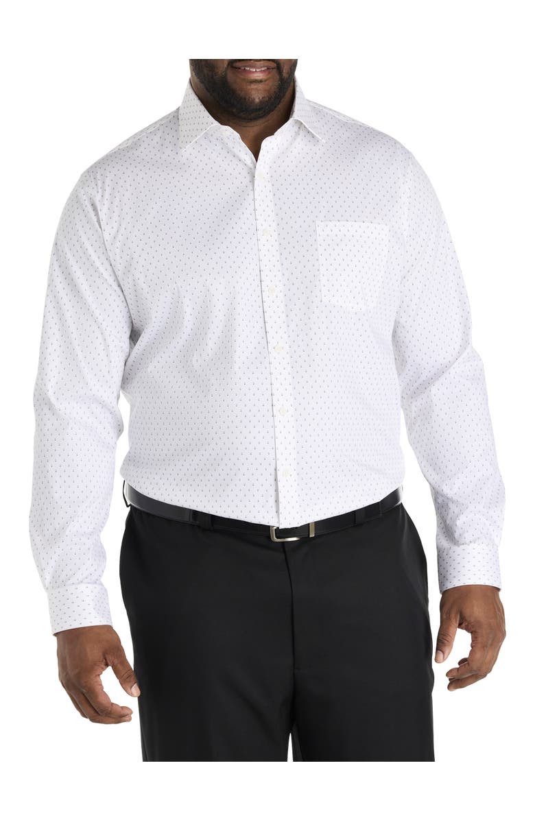 Michael Kors Big & Tall Non-Iron Geometric Print Dress Shirt, Alternate, color, White