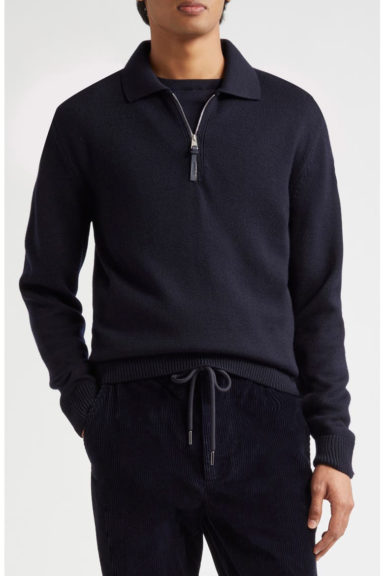 Tricot Virgin Wool Polo Sweater, Main, color, NAVY