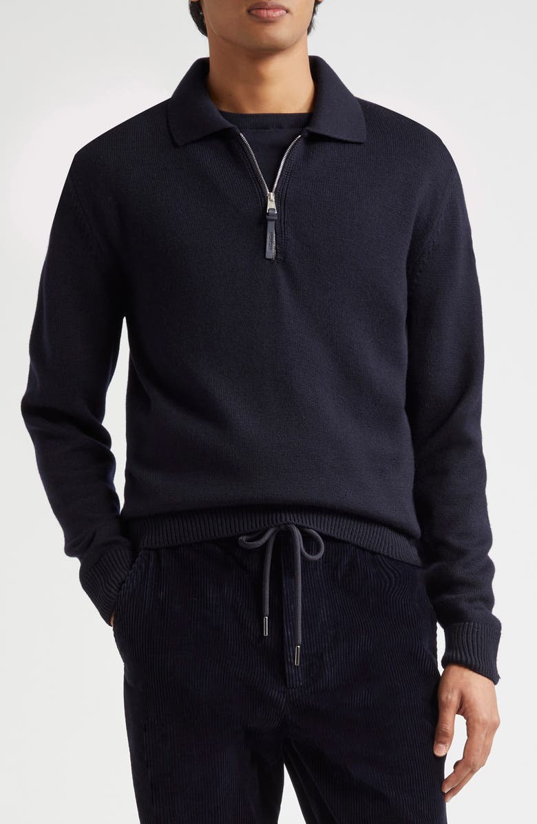 Moncler Tricot Virgin Wool Polo Sweater, Main, color, 