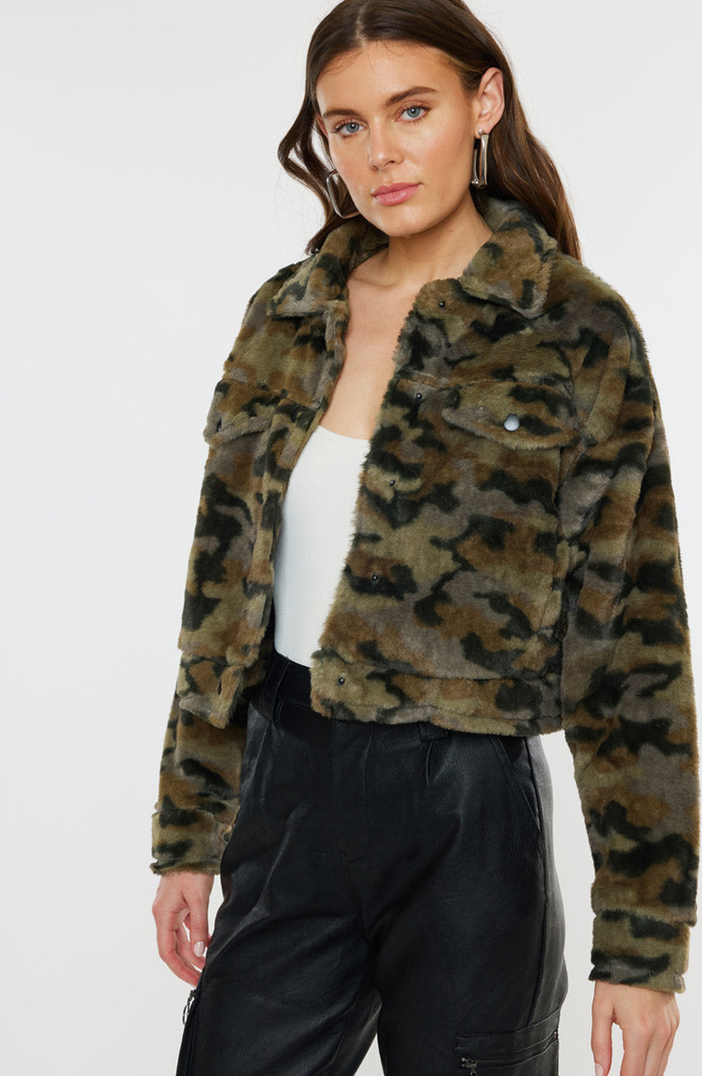 KanCan Jax Faux Fur Camo Jacket, Alternate, color, Camouflage