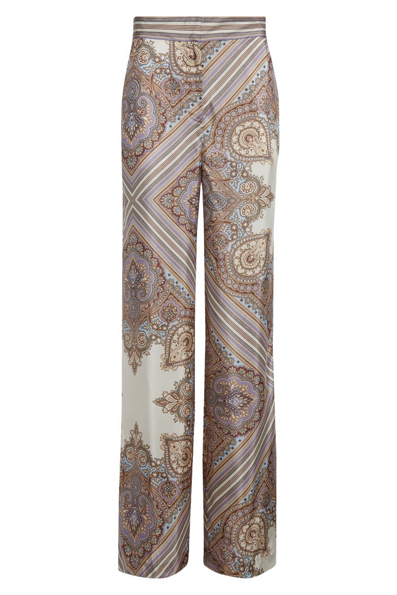 Grigore Paisley Print Wide Leg Silk Pants, Alternate, color, STONE KHAKI MULTI