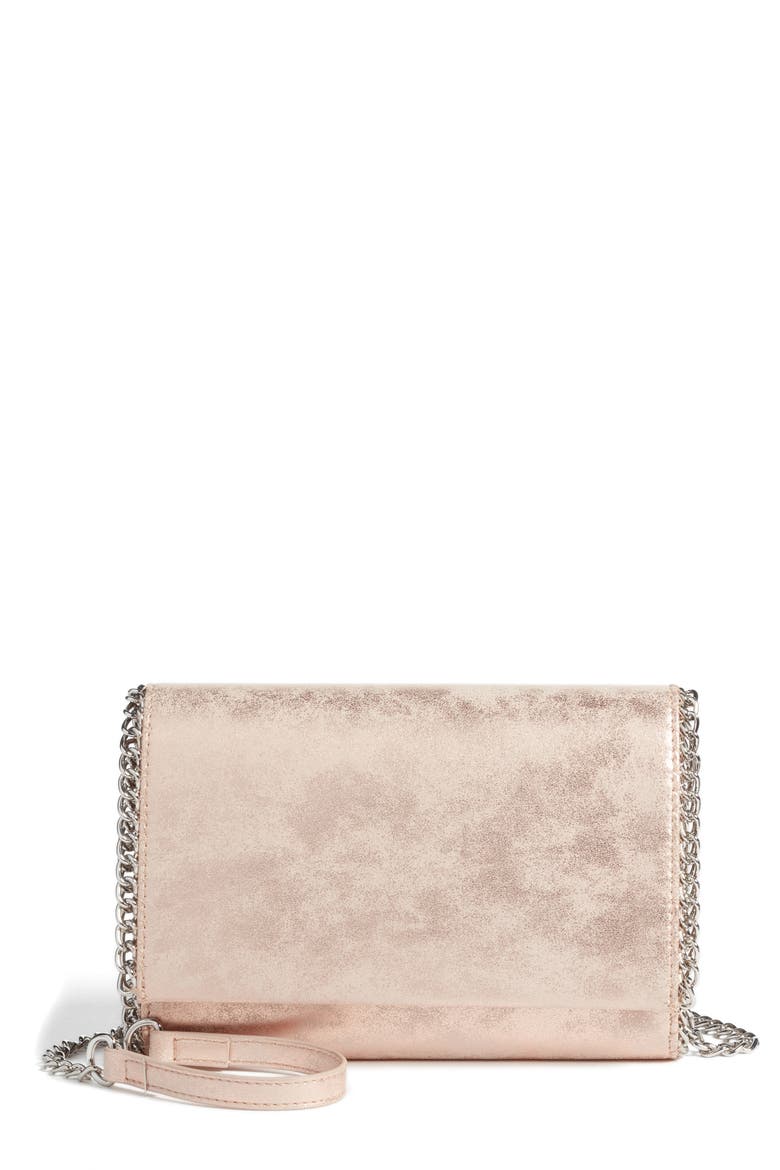 Faux Leather Wallet on a Chain, Main, color, BLUSH