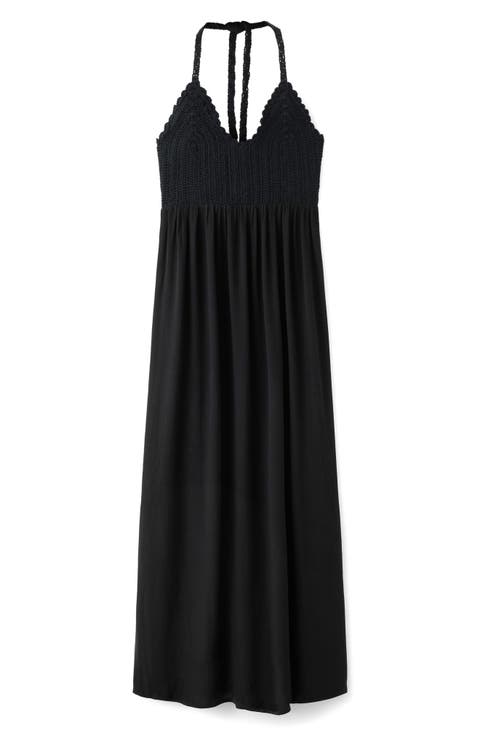 Cotton Crochet Overlay Bodice Maxi Sundress