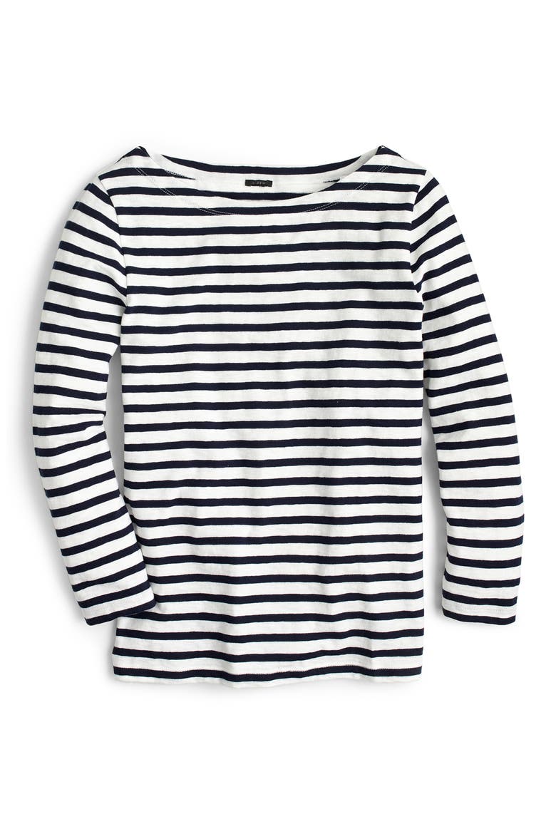 Stripe Boat Neck Tee, Alternate, color, IVORY NAVY