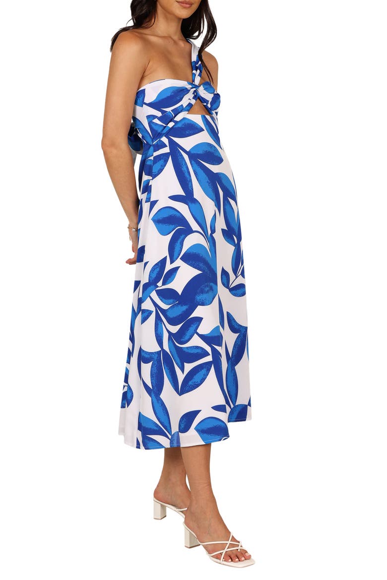 Freddie Cutout One-Shoulder Midi Dress, Alternate, color, WHITE/ BLUE