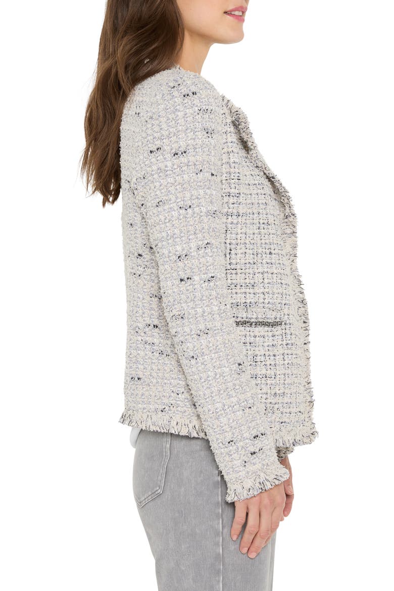 Chain Trim Fringe Mix Knit Jacket, Alternate, color, GREY MULTI