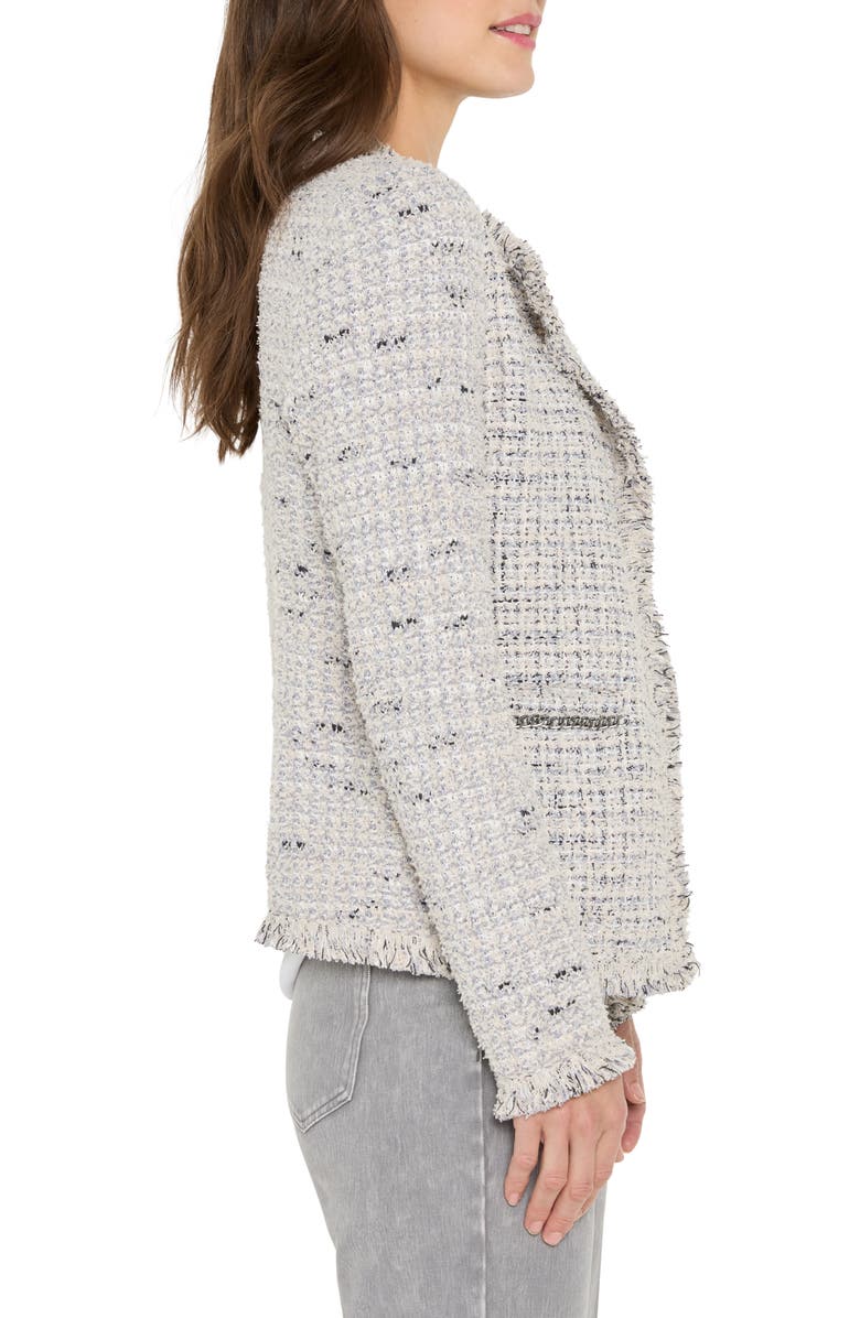NIC+ZOE Chain Trim Fringe Mix Knit Jacket, Alternate, color, Grey Multi