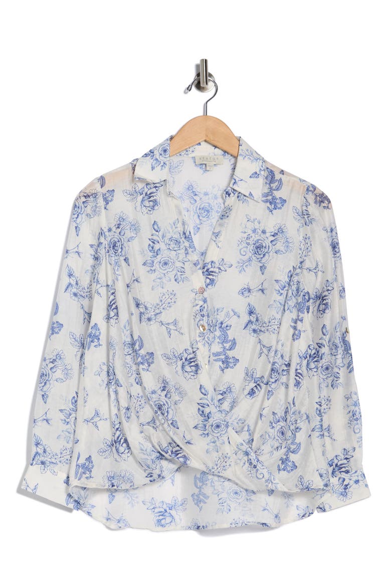 Print Woven Top, Alternate, color, BLUE