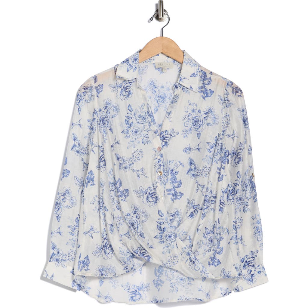 Chenault Print Woven Top In Blue